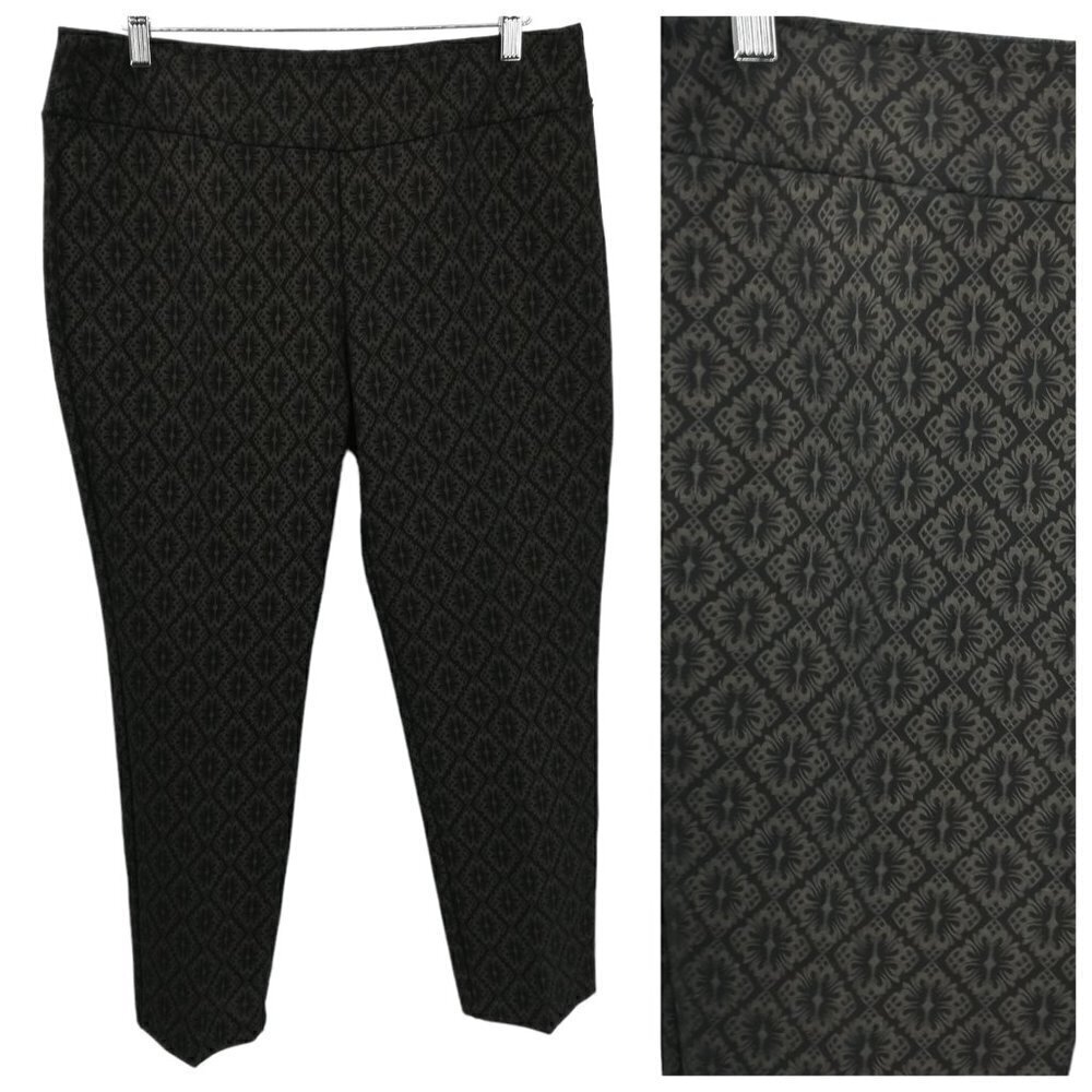 Soft Surroundings Damask Ponte Stretch Pull On Pants Size Petite L Gold Leaf New